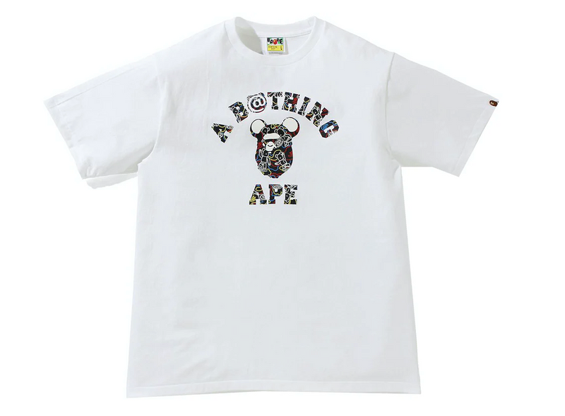 BAPE X BEARBRICK CAMO BEAR COLLEGE TEE