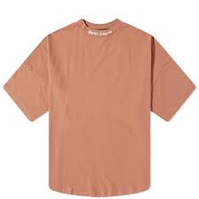 Palm Angels SS22 Mock Neck Tee - Tan Brown