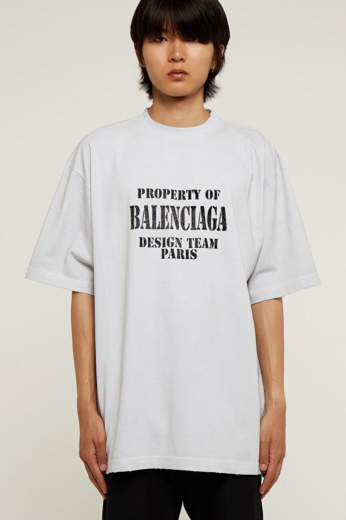 Balenciaga FW22 Property Slogan Washed Tee - Grey