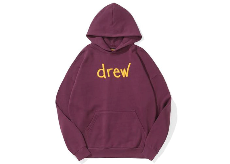 Drew Scribble Embroidery Hoodie Berry