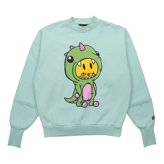 Drew Dino Deconstructed Crewneck Green