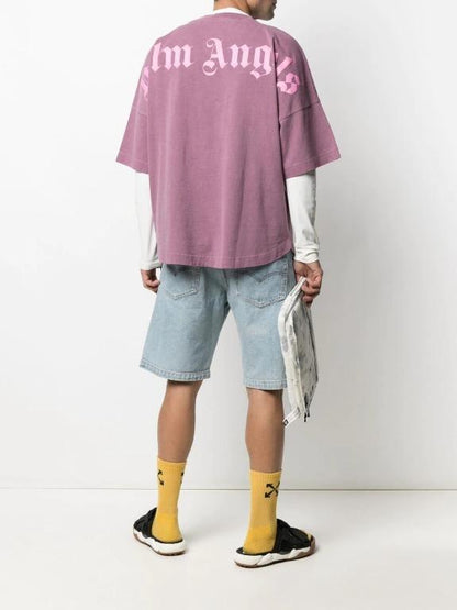 Palm Angels SS21 Logo Mock Neck Tee - Grape
