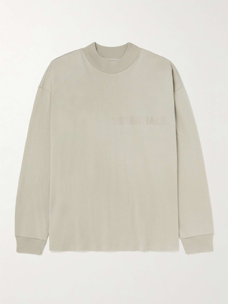 Essentials Logo-Flocked Cotton-Jersey T-Shirt Smoke